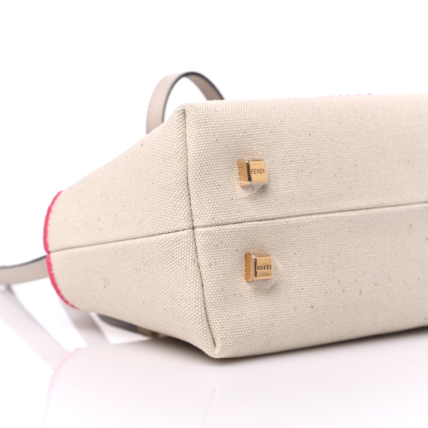 Fendi Canvas Vitello King Plexiglass Logo Embroidered Mini By The Way Top Handle Boston Bag Grezzo Pink Dalia 8 of 10