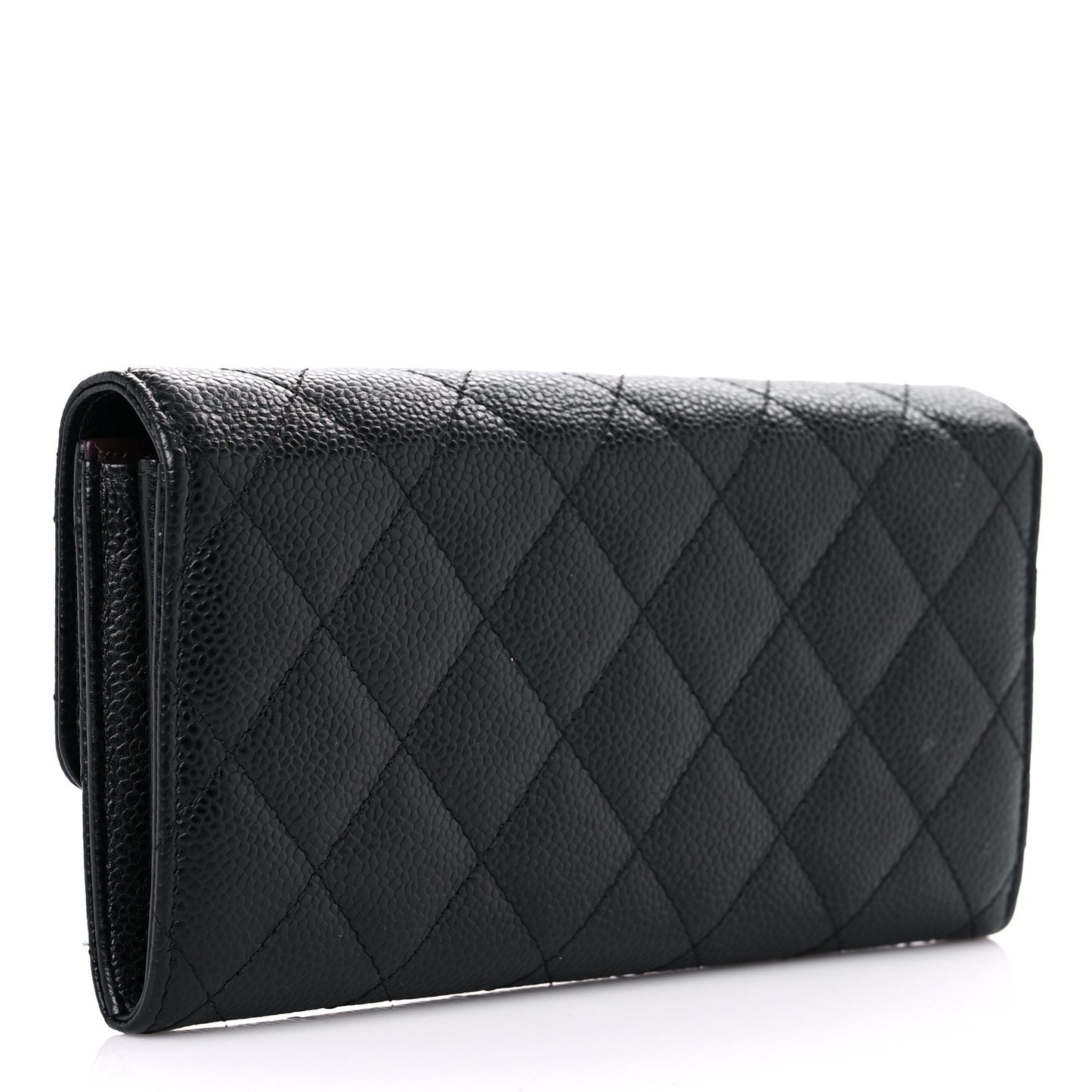 Caviar Quilted Large Flap Wallet Black