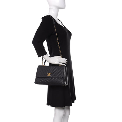 Chanel Caviar Chevron Quilted Small Coco Handle Flap Dark Grey 2 of 10