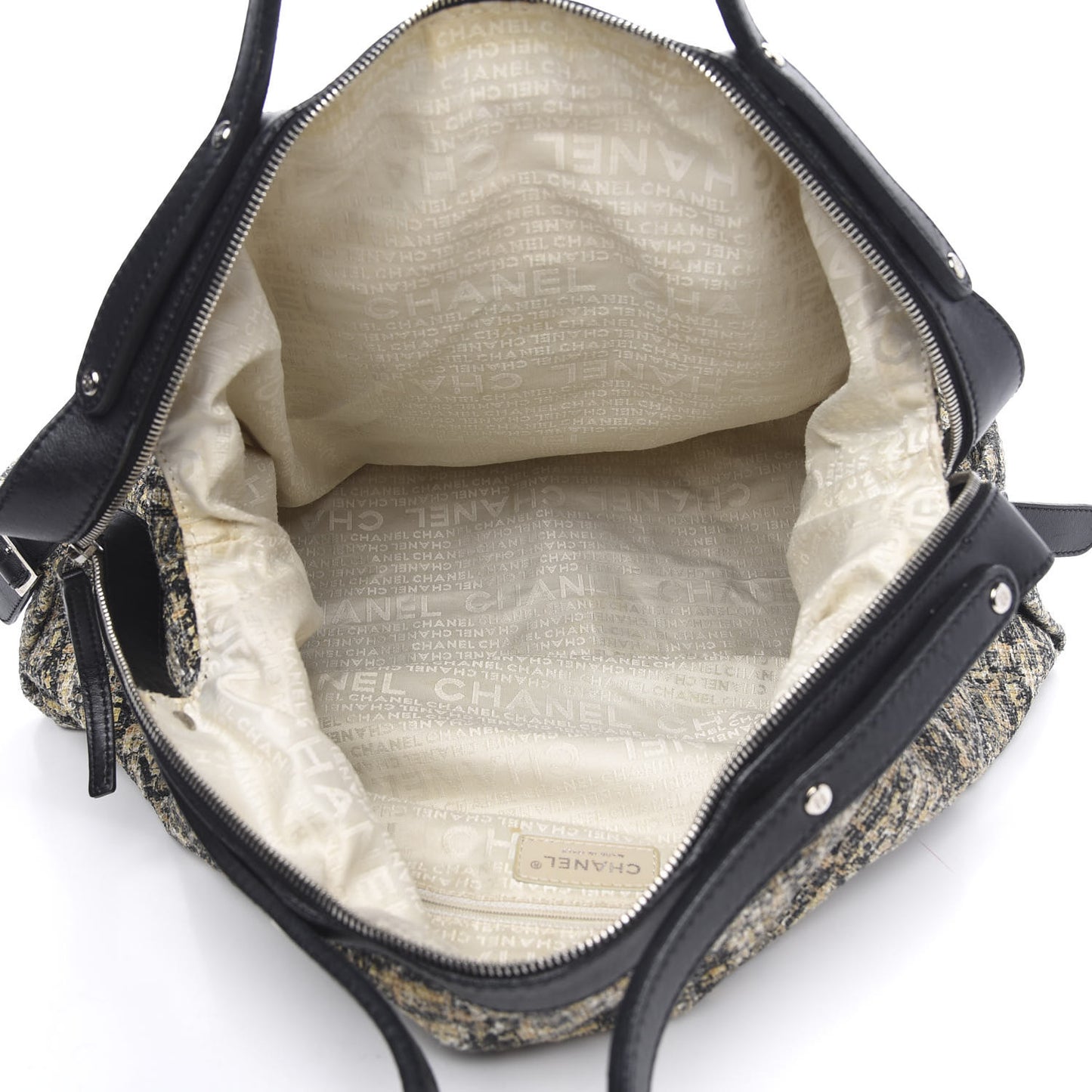 Tweed Lambskin Large Bowler Black