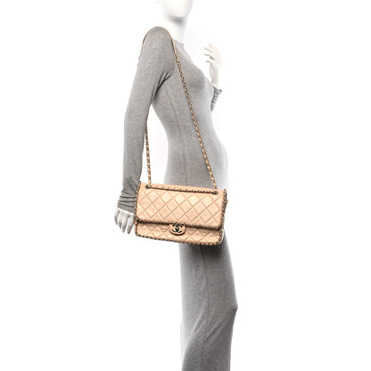 Chanel Crumpled Calfskin Quilted Large Chain All Over Flap Bag Beige 2 of 11