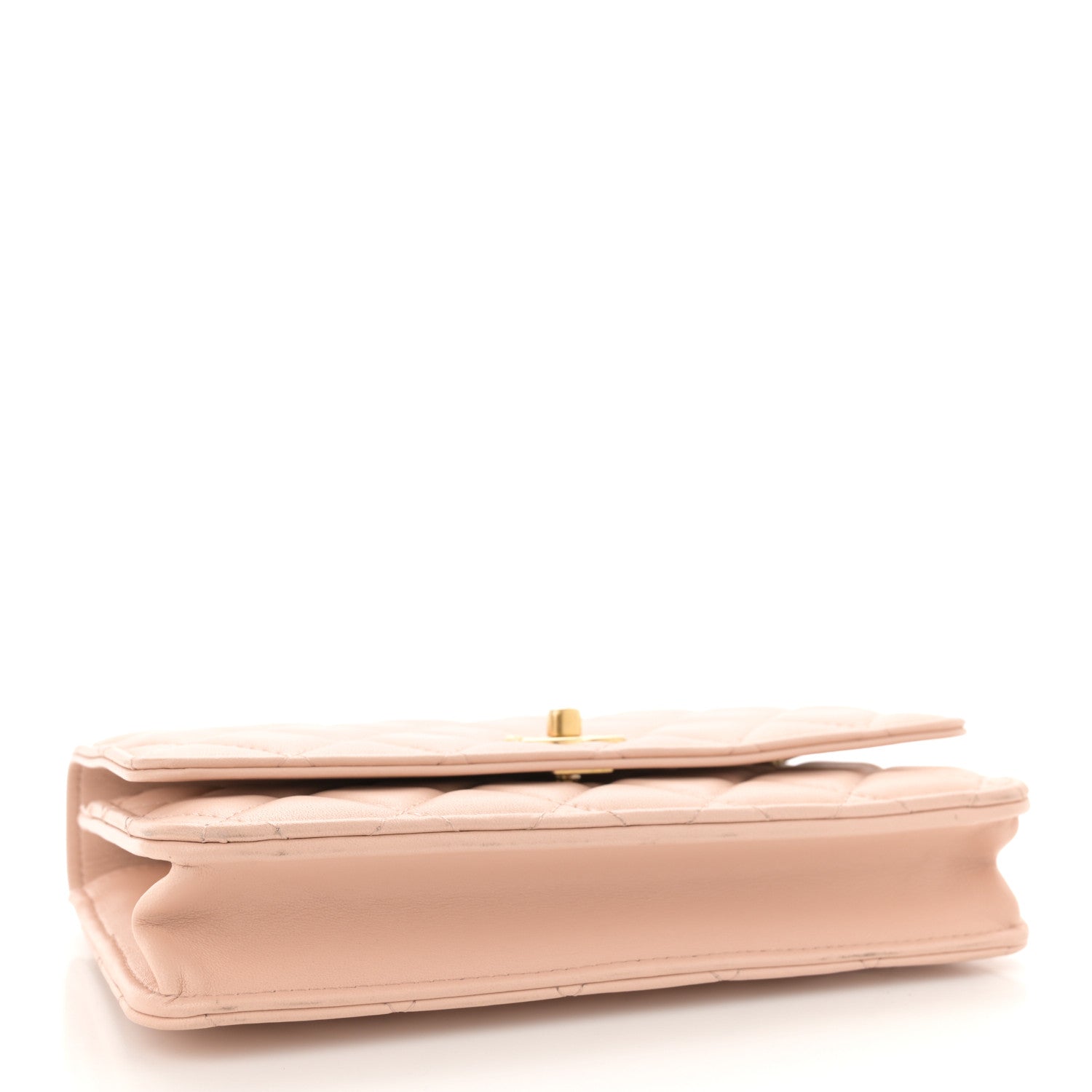 Chanel Lambskin Quilted Sweet Camellia Wallet on Chain WOC Light Beige 4 of 11