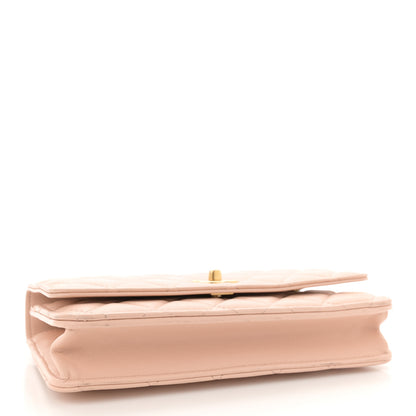 Chanel Lambskin Quilted Sweet Camellia Wallet on Chain WOC Light Beige 4 of 11