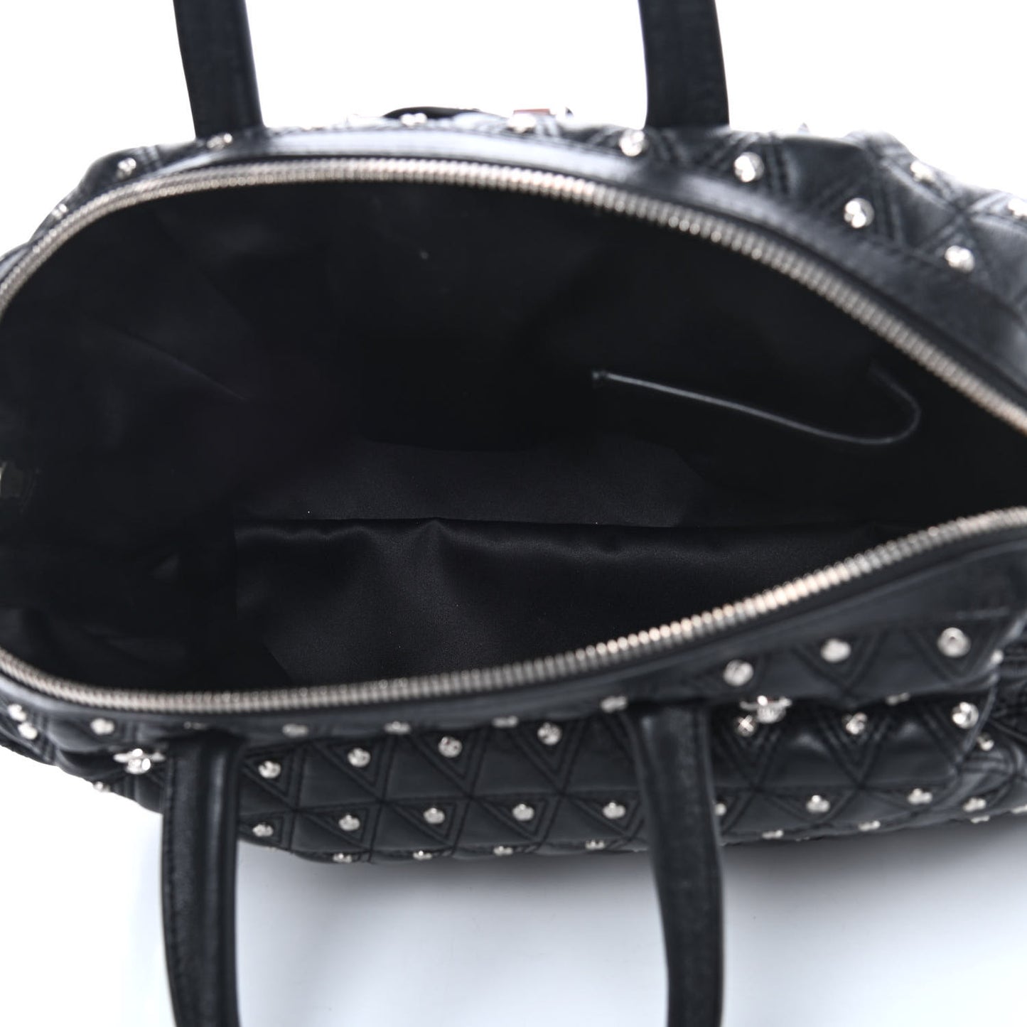 Nappa Trapuntata Triangle Quilted Studded Duffle Black