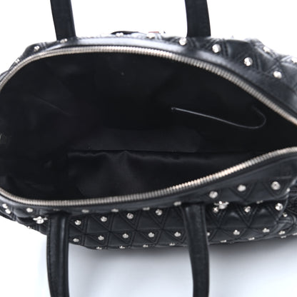 Versace Nappa Trapuntata Triangle Quilted Studded Duffle Black 5 of 9