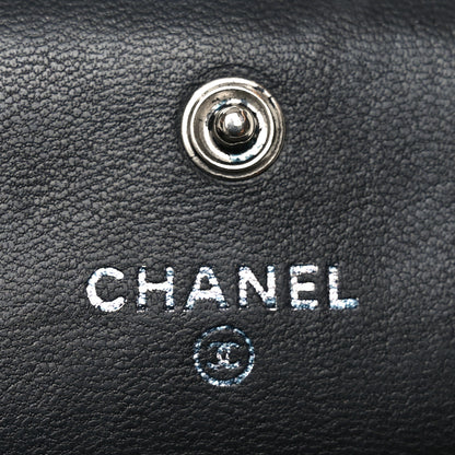 Chanel Lambskin Embossed Camellia Large Gusset Flap Wallet Black 6 of 10