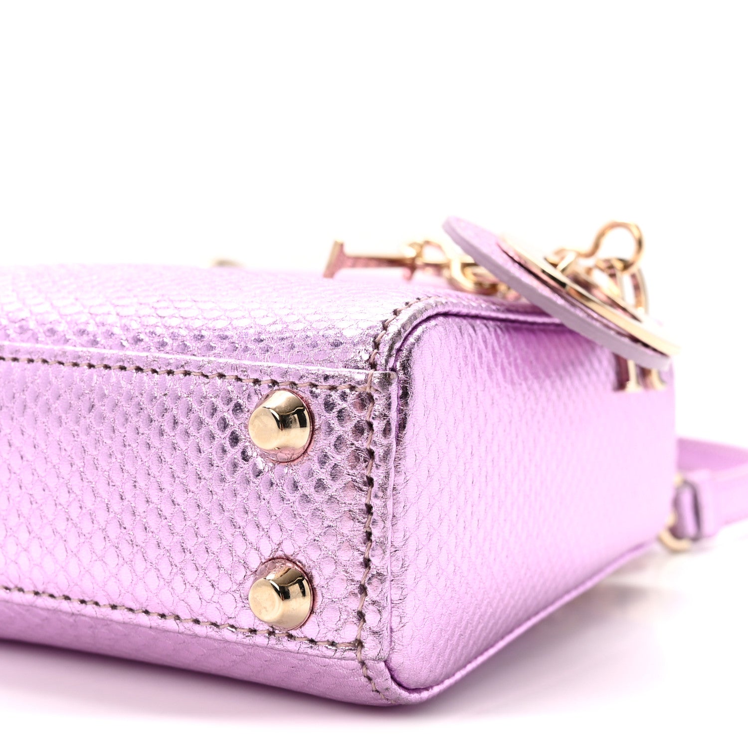 Christian Dior Metallic Karung Micro Lady Dior Light Purple