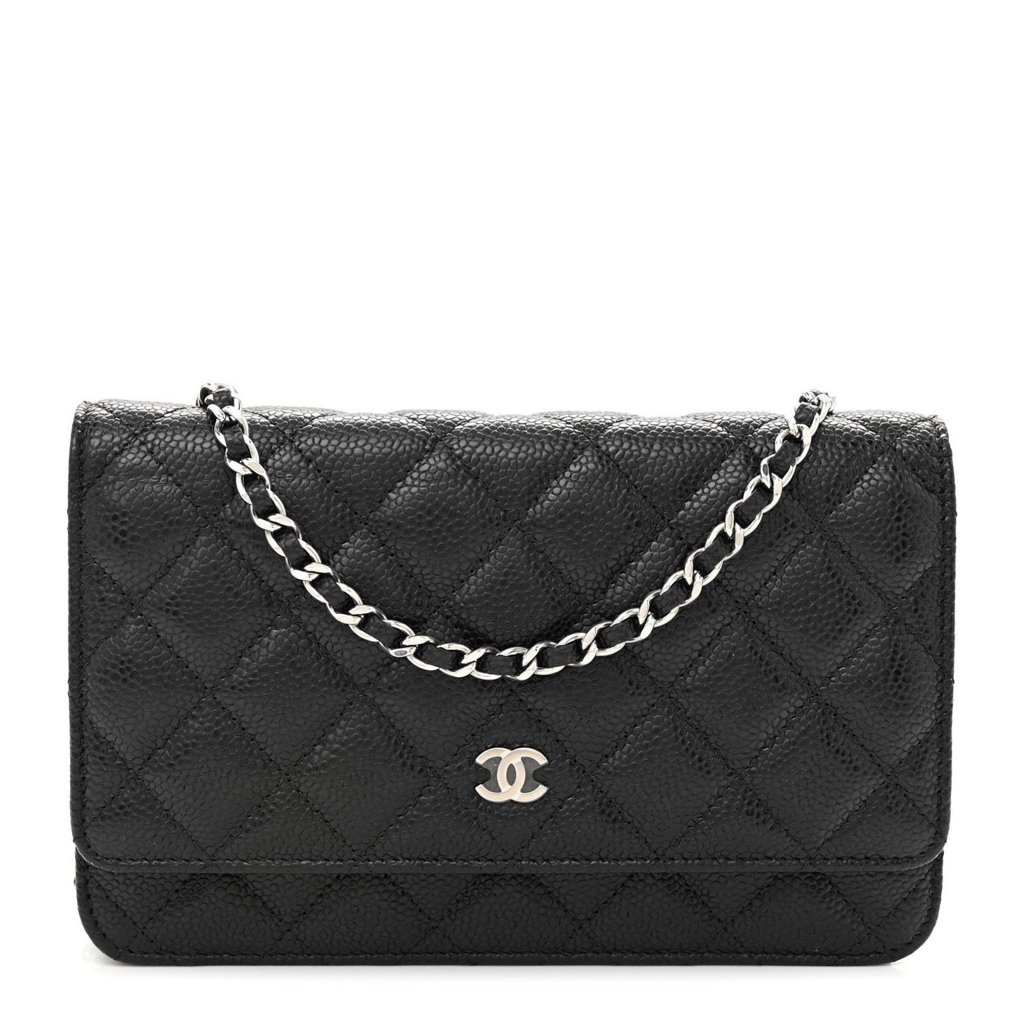 Caviar Quilted Wallet on Chain WOC Black