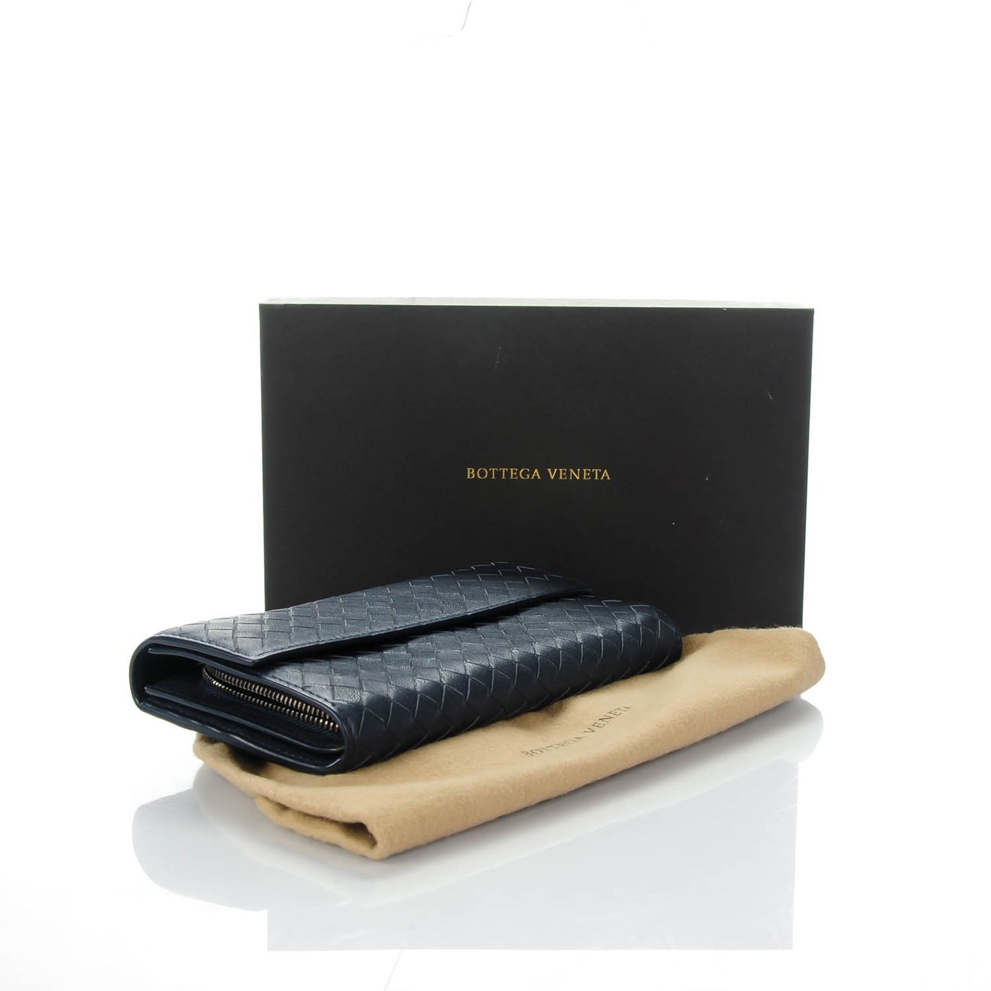 Nappa Intrecciato Continental Flap Wallet Prusse