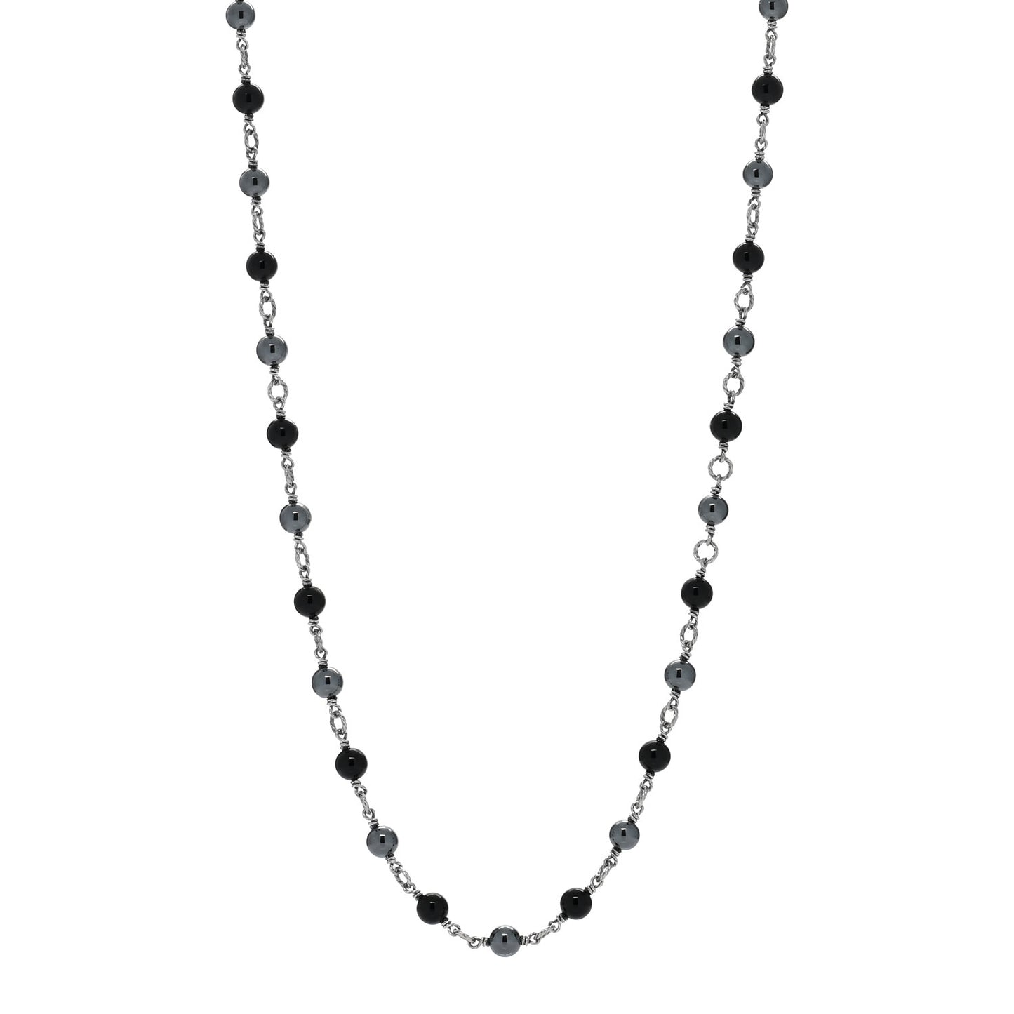 Sterling Silver Black Onyx Hematite Bijoux Necklace