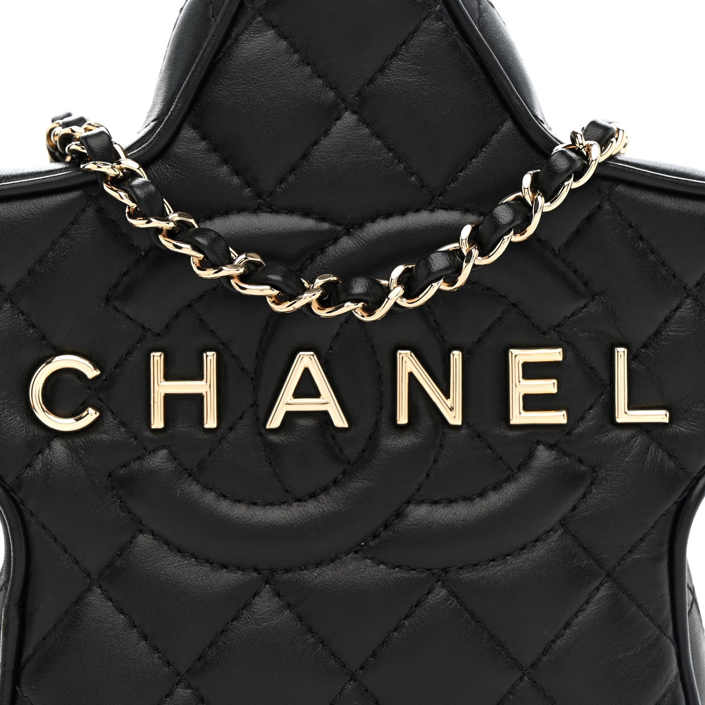 Lambskin Quilted Walk of Fame Star Bag Black