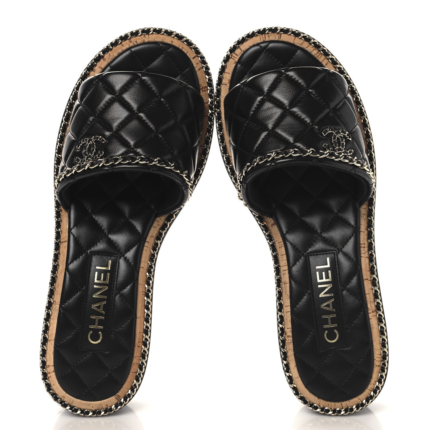 Chanel Lambskin Quilted Chain CC Mules 39 Black 2 of 10