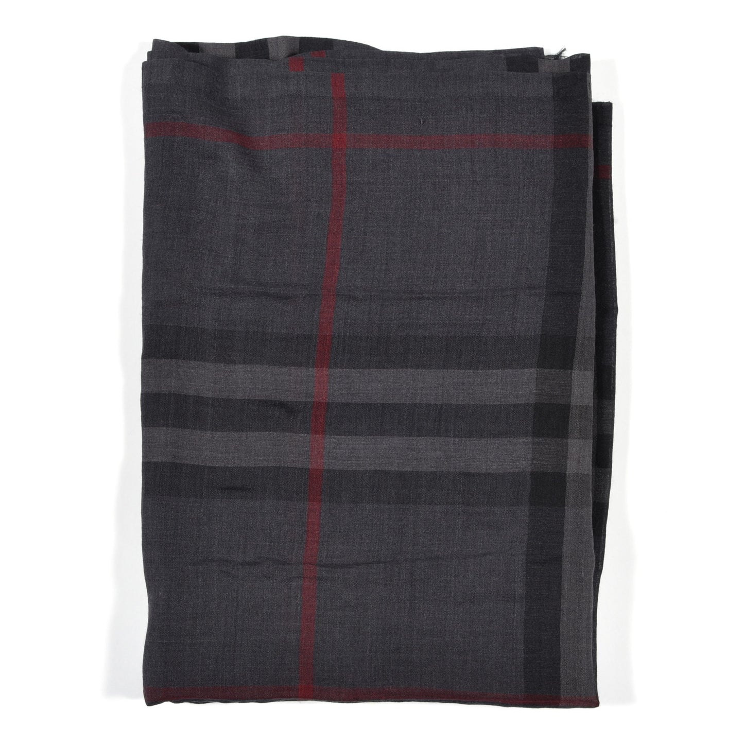 Wool Silk London Check Lightweight Square Scarf Grey