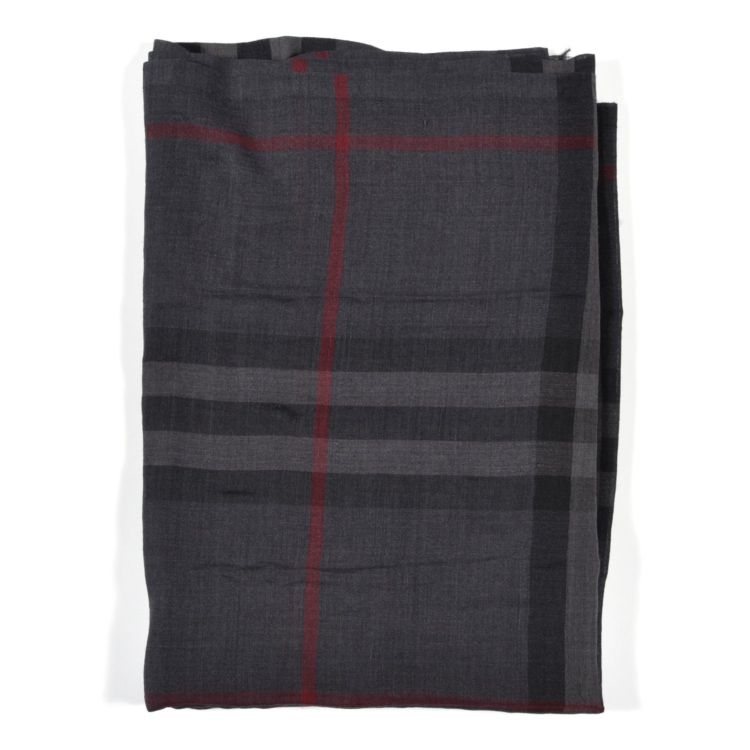 Burberry Wool Silk London Check Lightweight Square Scarf Grey 2 of 4