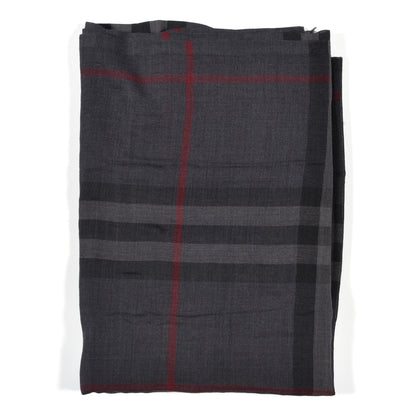 Burberry Wool Silk London Check Lightweight Square Scarf Grey 2 of 4