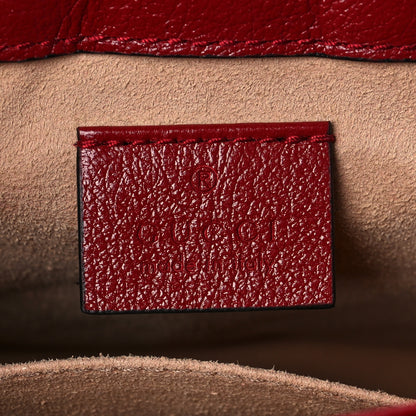 Gucci Vintage Effect Calfskin Matelasse Diagonal Mini Torchon GG Marmont Top Handle Shoulder Bag Black Romantic Cherry 6 of 7