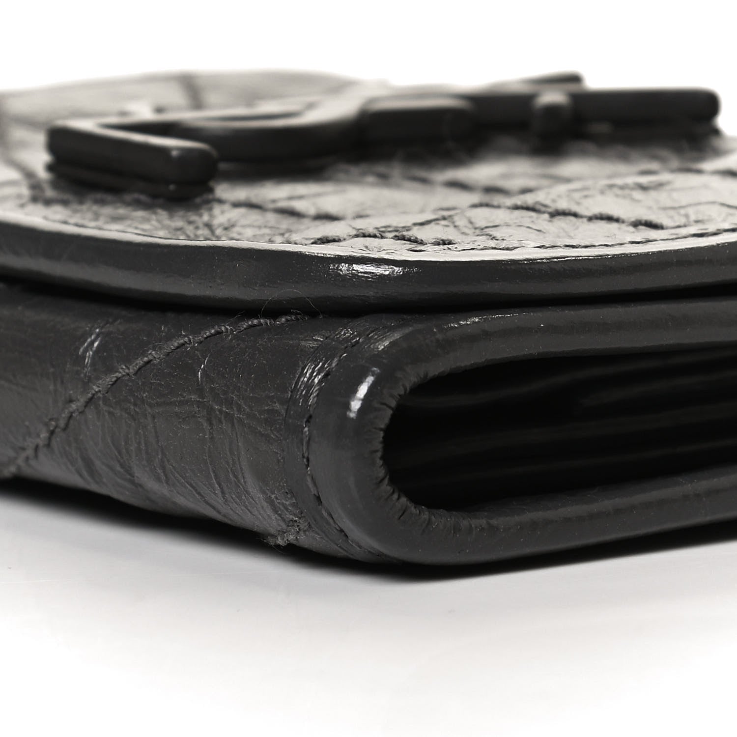 Saint Laurent Crinkled Calfskin Matelasse Monogram Niki Compact Wallet Storm 7 of 8