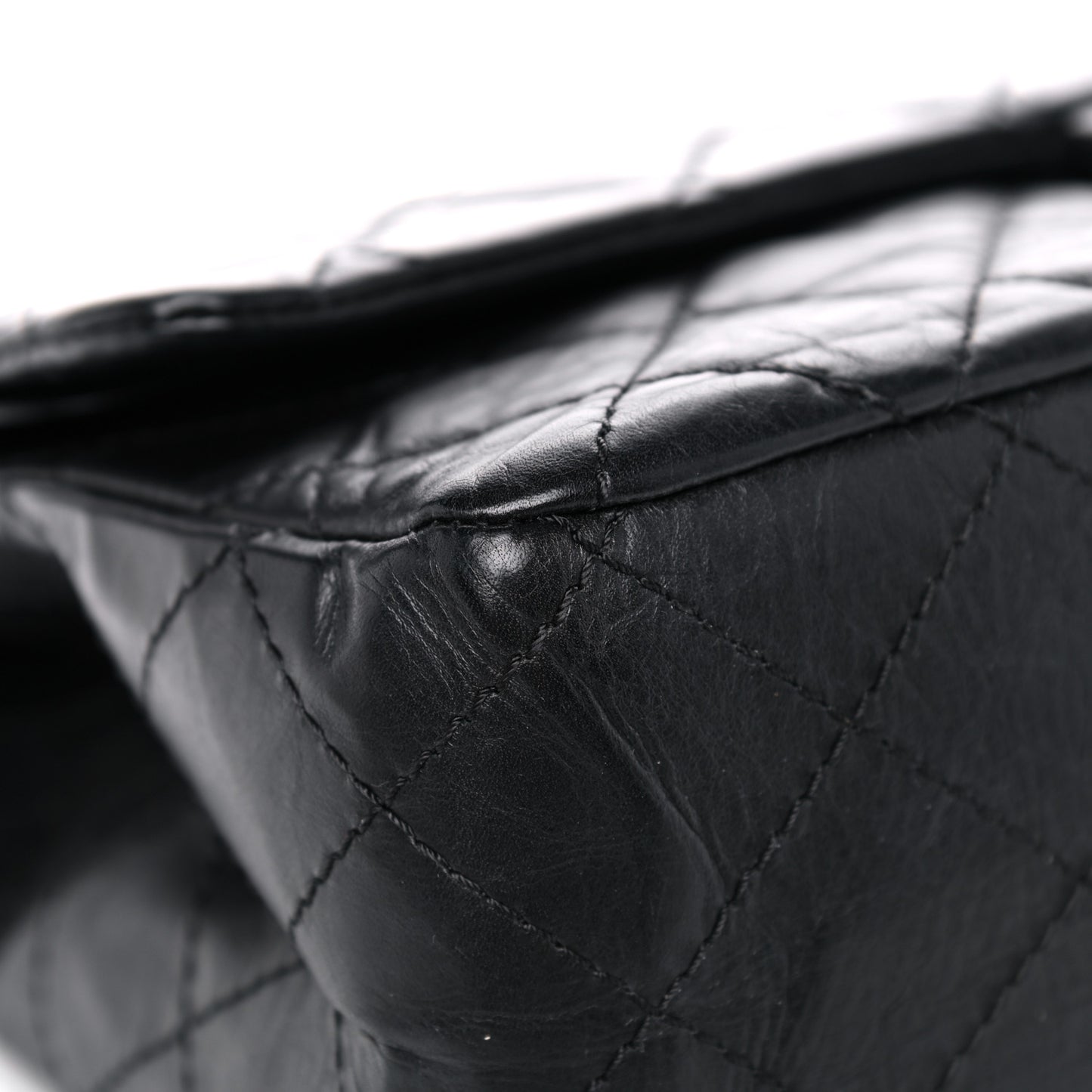 Aged Calfskin Quilted 2.55 Reissue 227 Flap Black