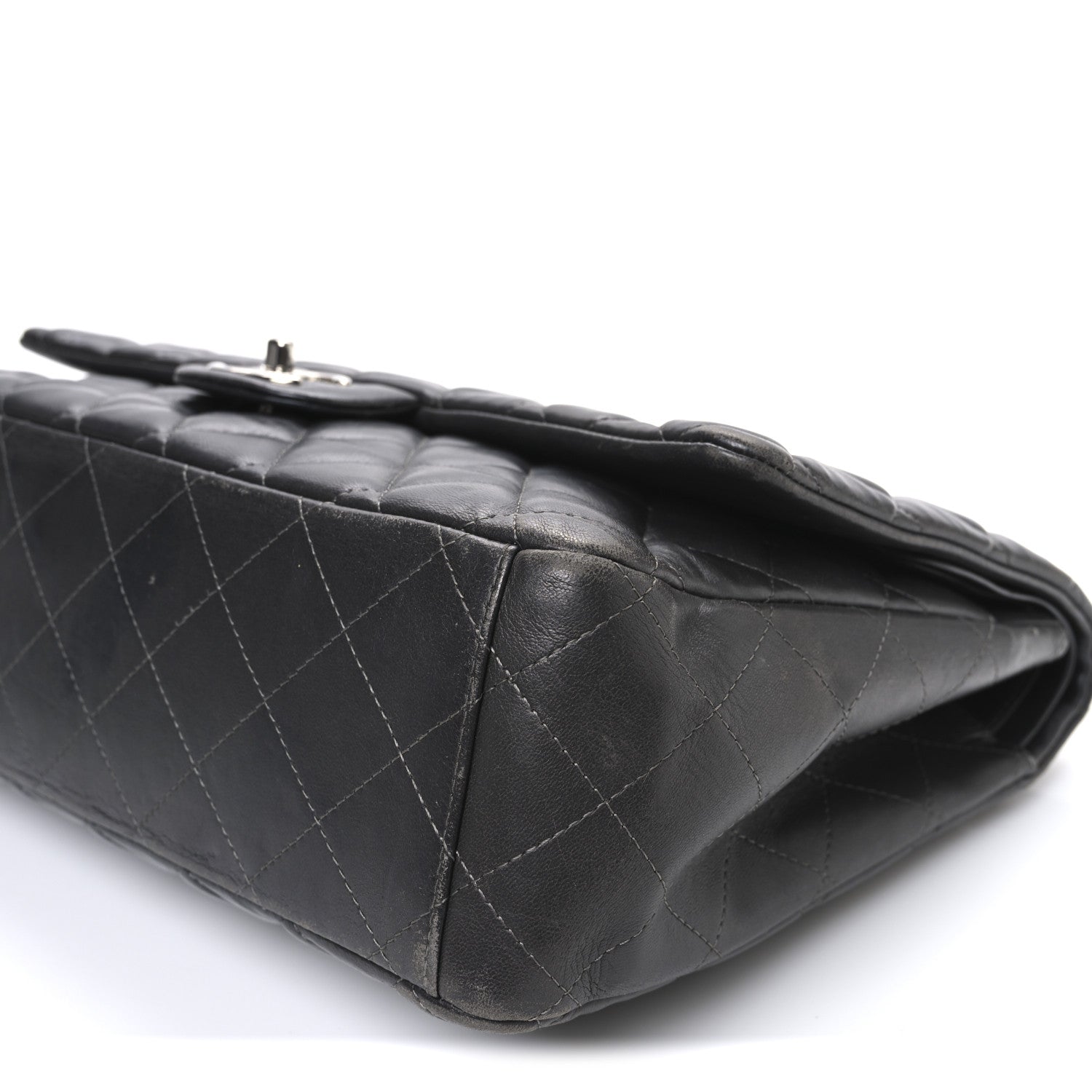 Chanel Lambskin Quilted Maxi Double Flap Dark Grey 10 of 10