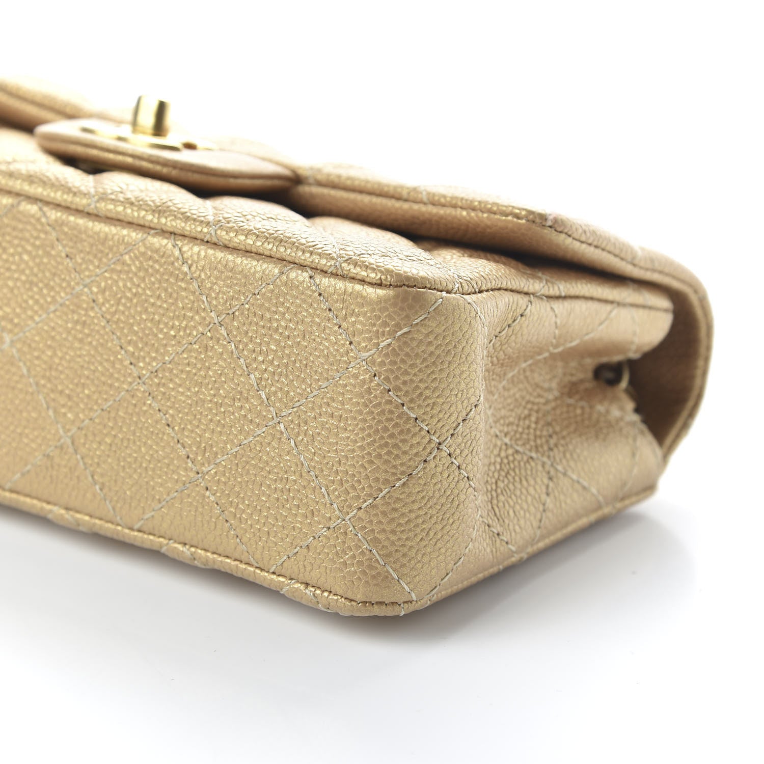 Chanel Metallic Caviar Quilted Mini Rectangular Flap Gold 7 of 11