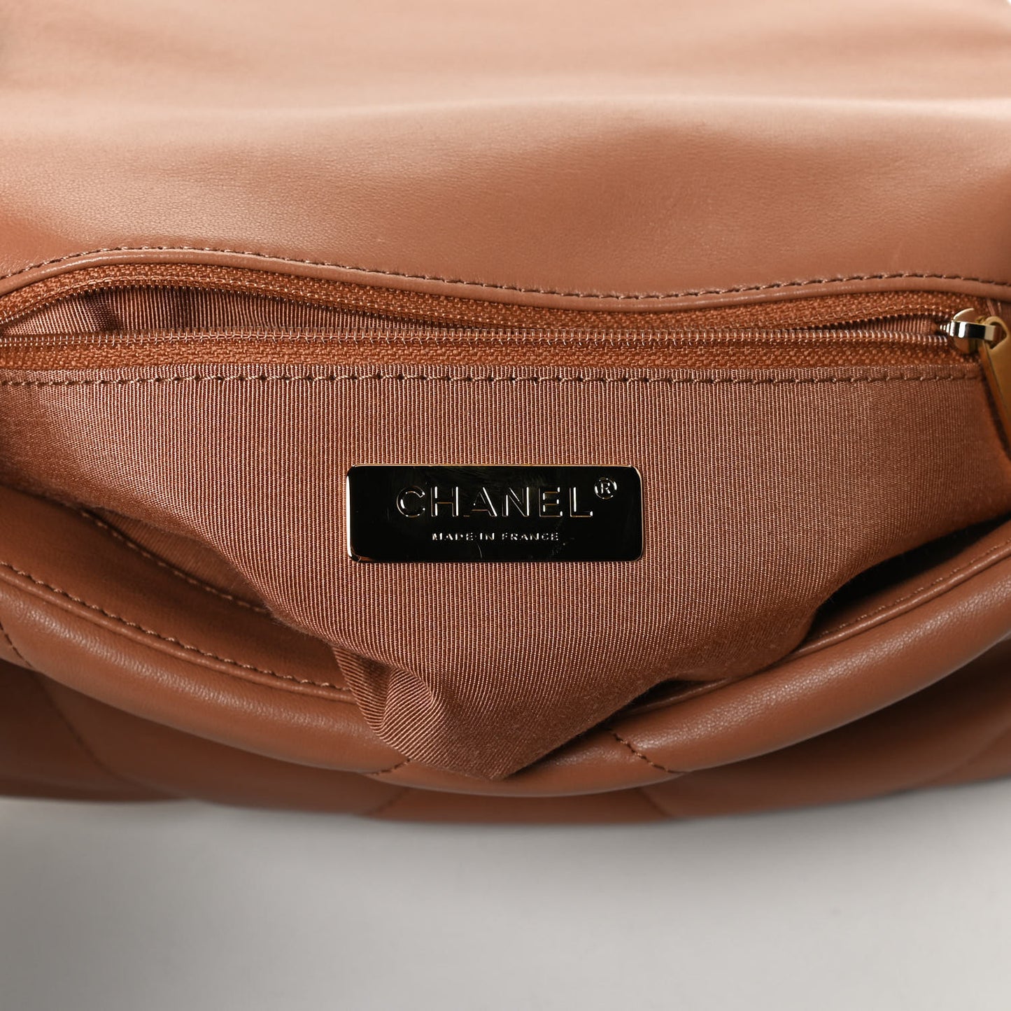 Lambskin Quilted Medium Chanel 19 Flap Brown