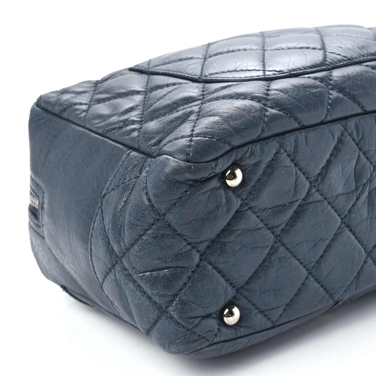 Aged Calfskin Quilted Cotton Club Bowler Blue