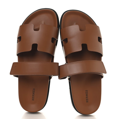 Hermes Calfskin Mens Chypre Sandals 44 Beige Dore 2 of 12