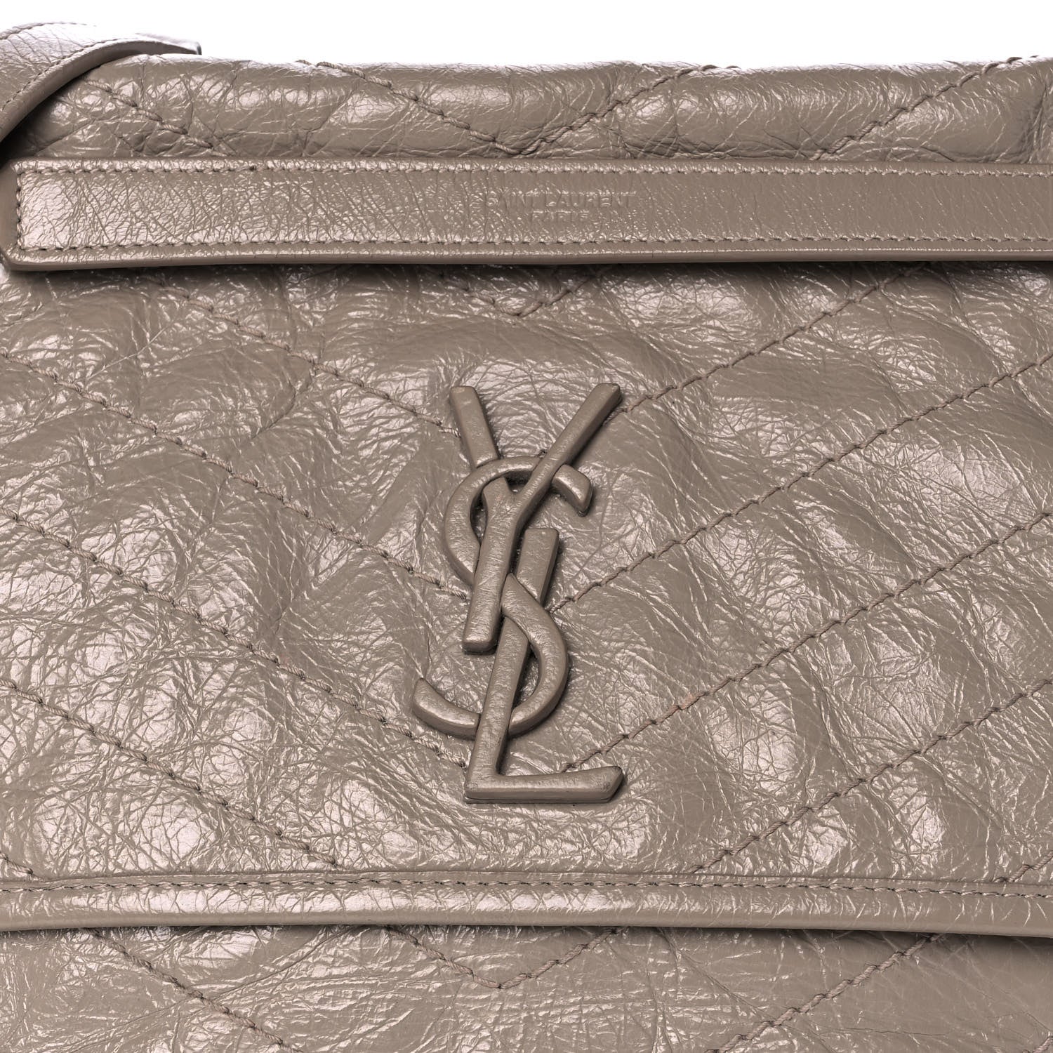 Saint Laurent Crinkled Calfskin Matelasse Monogram Medium Niki Chain Satchel Light Taupe 9 of 11