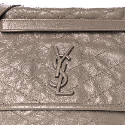 Saint Laurent Crinkled Calfskin Matelasse Monogram Medium Niki Chain Satchel Light Taupe 9 of 11