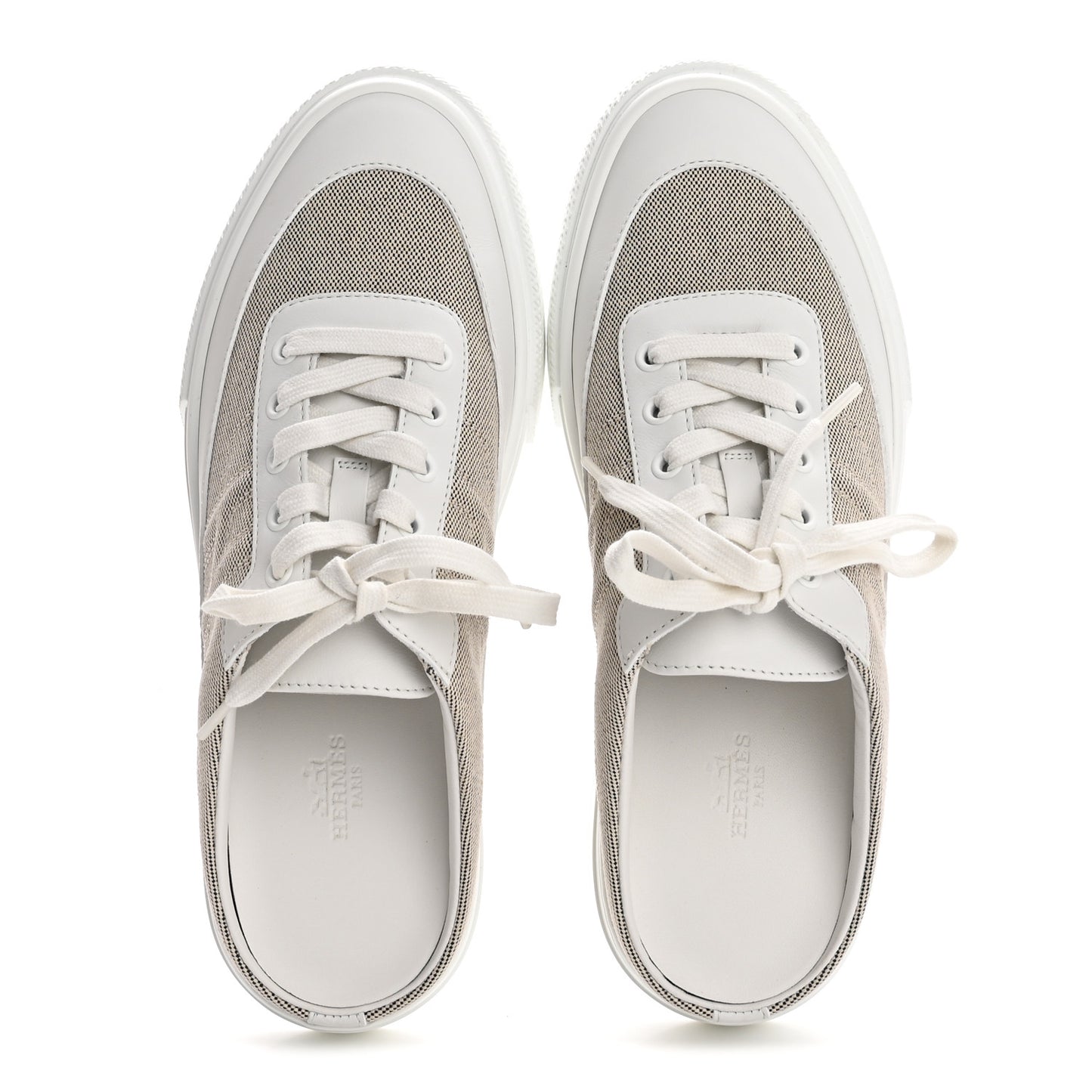 Calfskin H Canvas Keep Mule Sneakers 39 Prunoir White