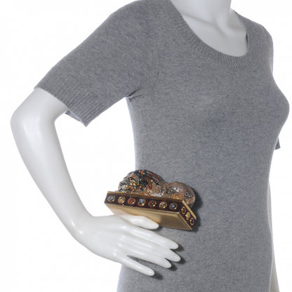 Judith Leiber Semi-Precious Stone and Crystal Lion Minaudiere Clutch 2 of 6
