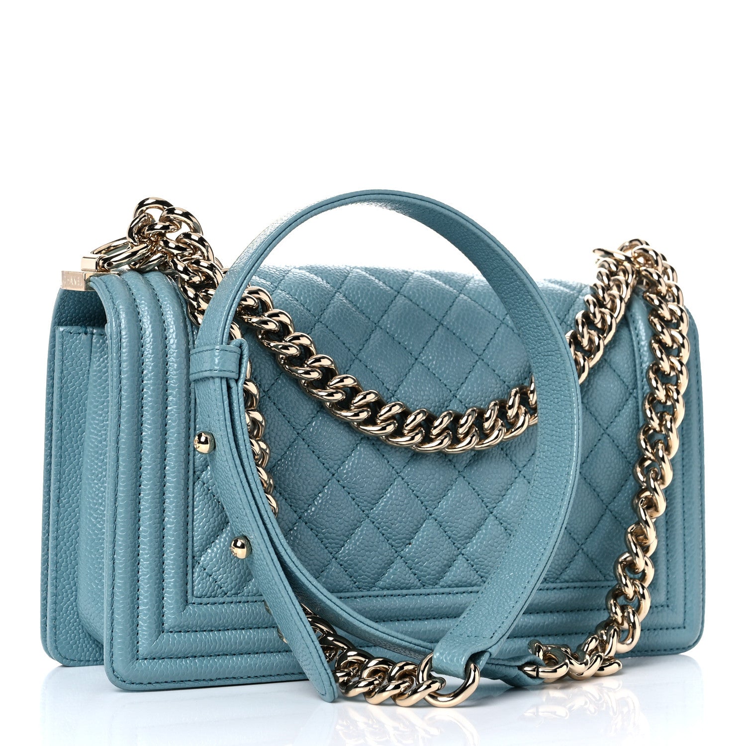 Chanel Caviar Quilted Medium Boy Flap Light Blue 3 of 10