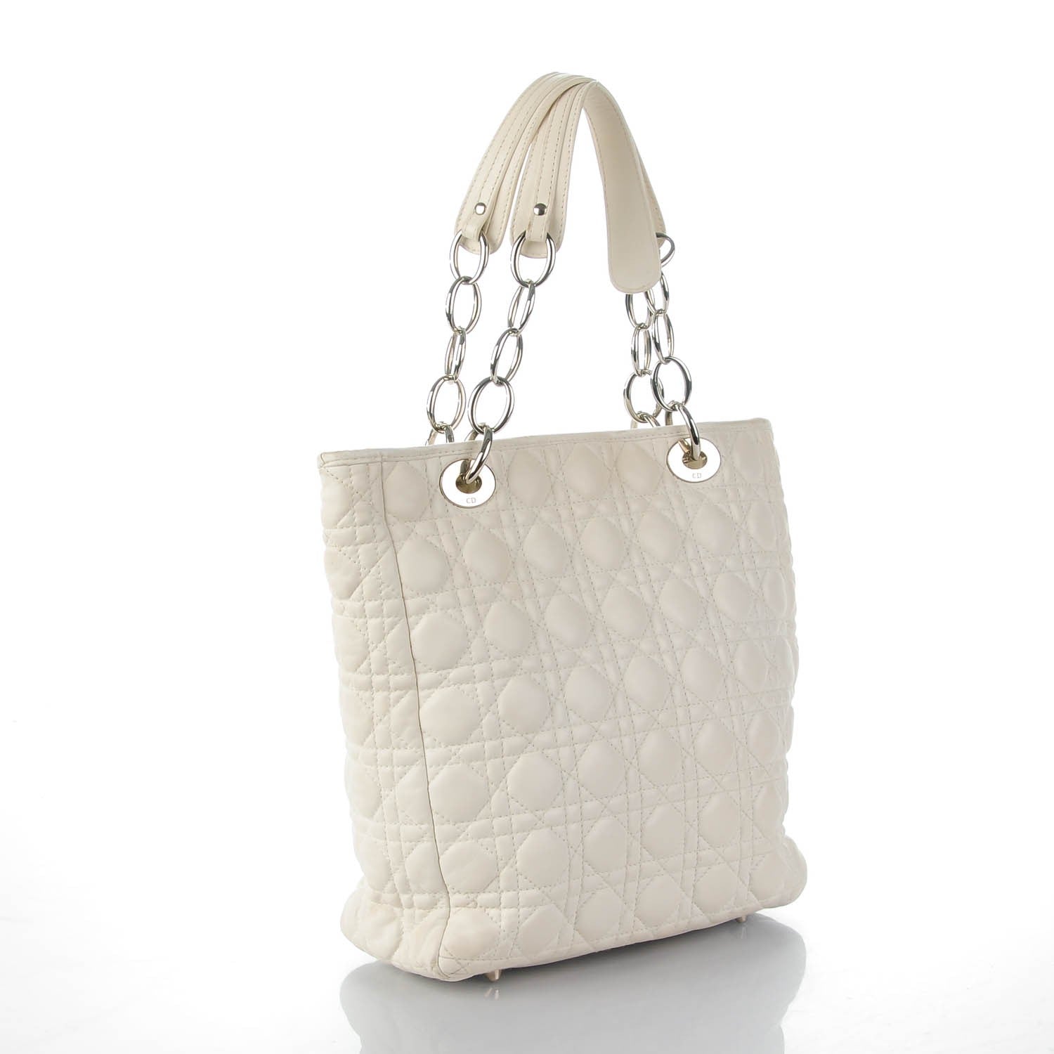 Christian Dior Lambskin Cannage Dior Soft Tote White 3 of 13