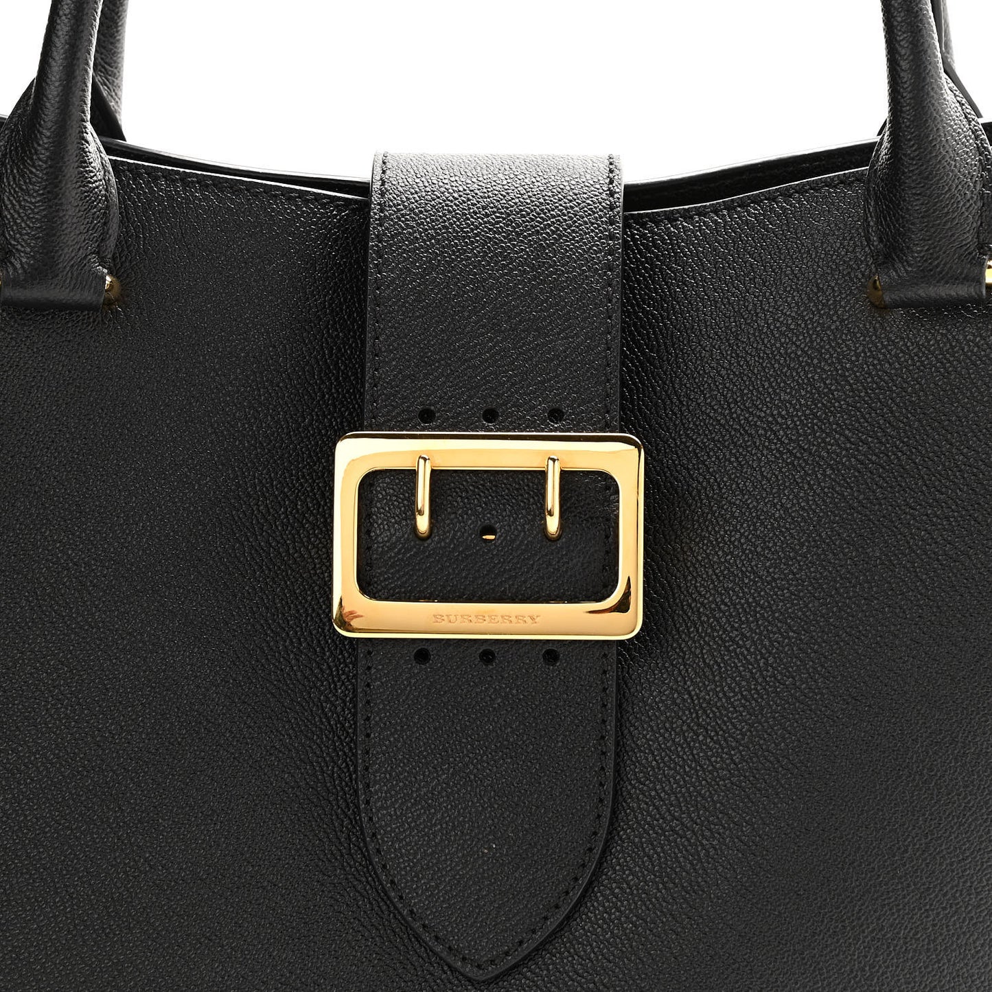 Soft Grain Calfskin Medium Buckle Tote Black