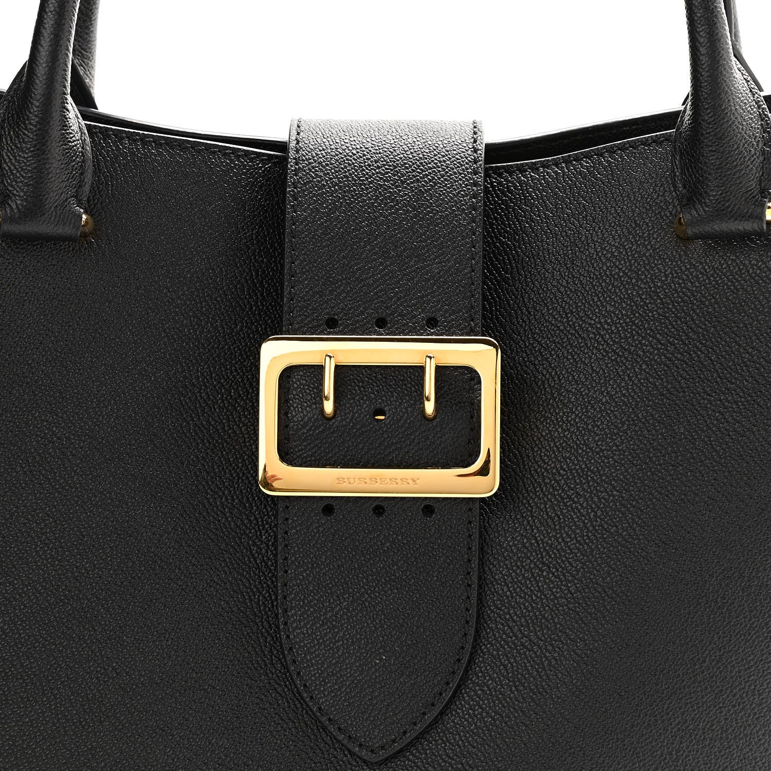 Burberry Soft Grain Calfskin Medium Buckle Tote Black 9 of 11