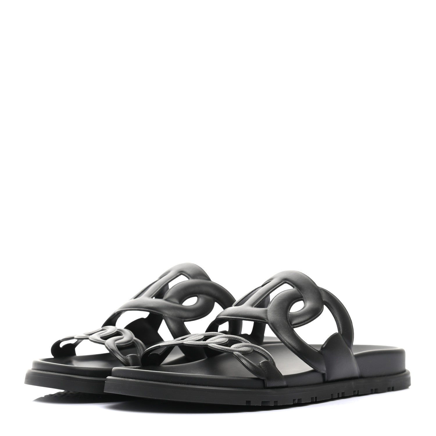 Hermes Nappa Extra Sandals 38 Black 3 of 8