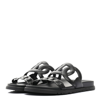 Hermes Nappa Extra Sandals 38 Black 3 of 8