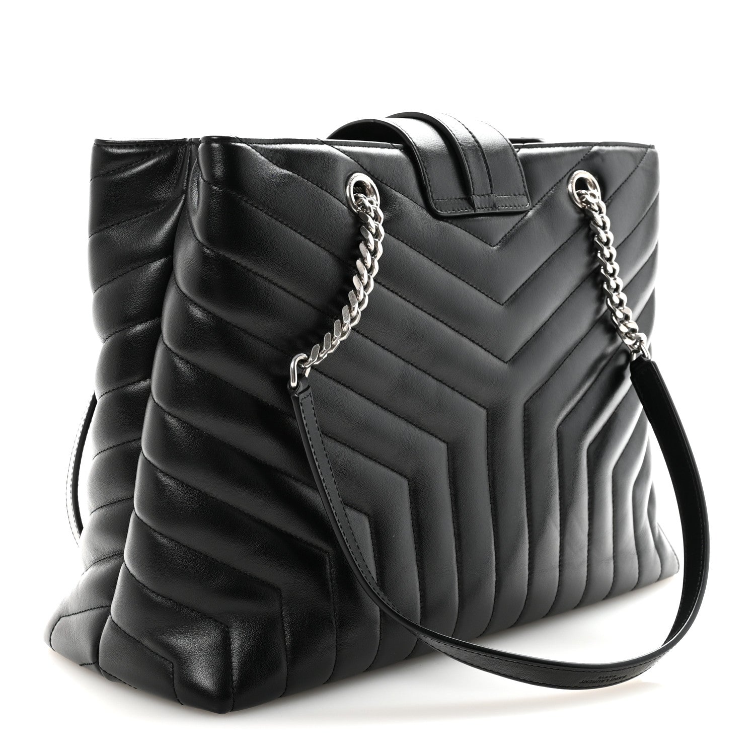 Saint Laurent Calfskin Y Quilted Monogram Large Loulou Shopper Black 3 of 9
