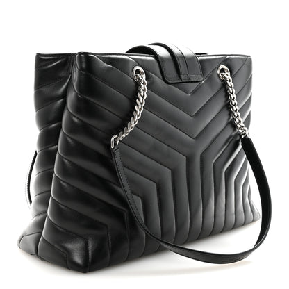 Saint Laurent Calfskin Y Quilted Monogram Large Loulou Shopper Black 3 of 9