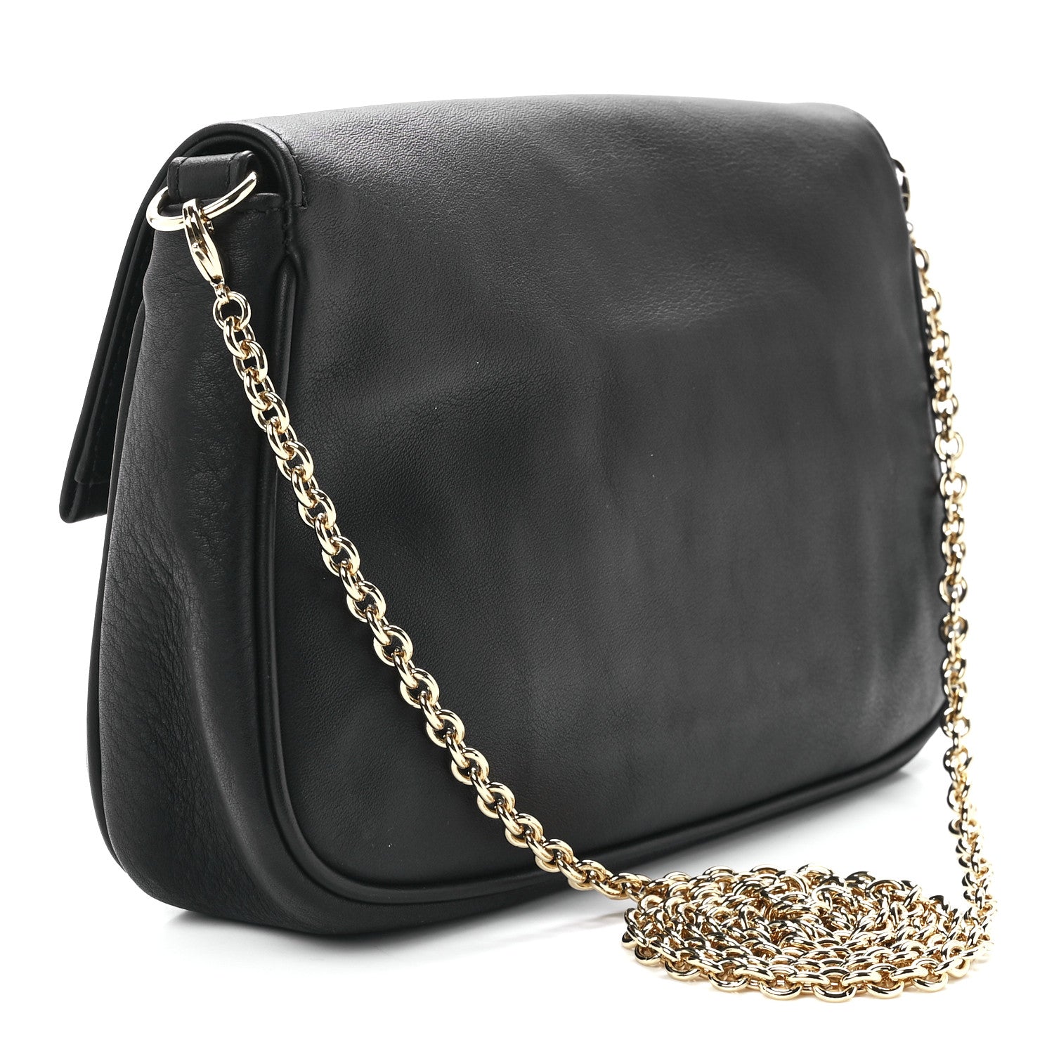 Fendi Vitello Flamingo Enamel Fendista Pouchette Crossbody Black 2 of 11