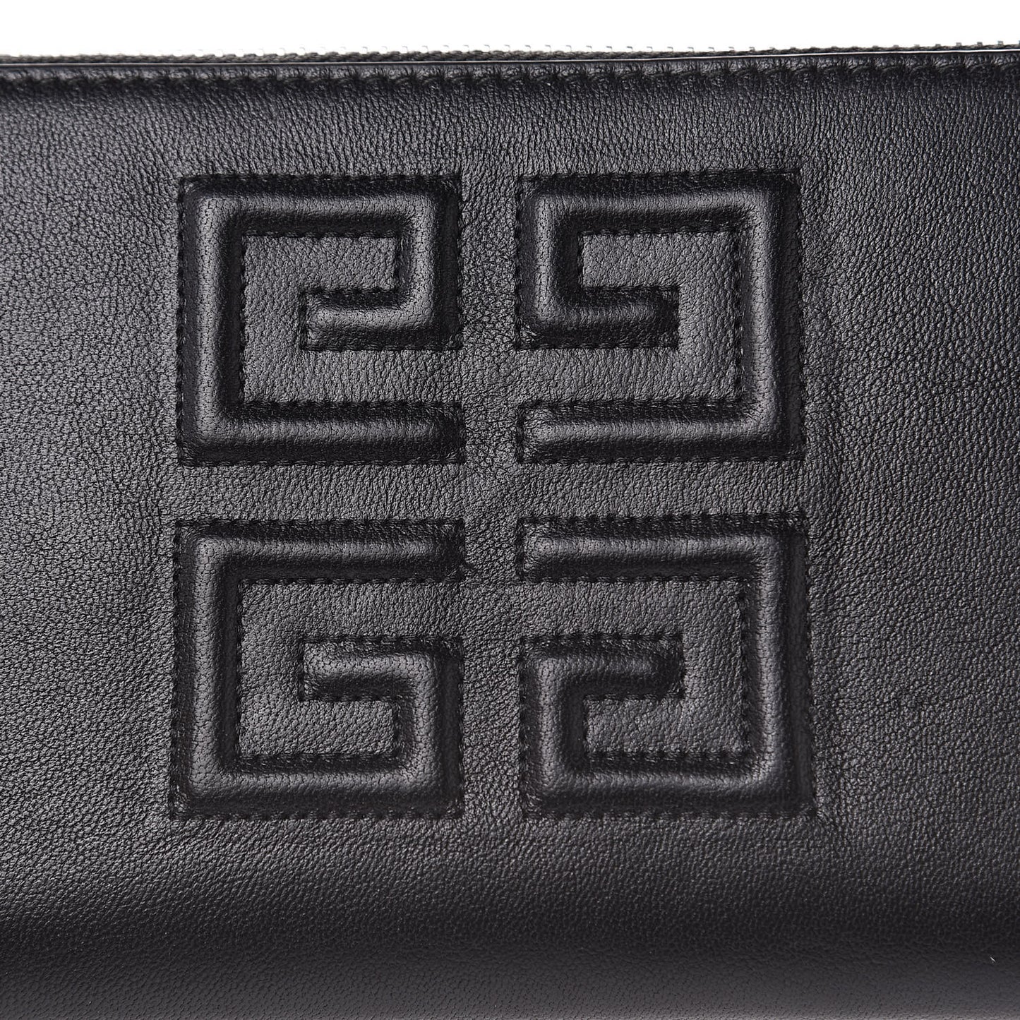 Lambskin Logo Zip Around Wallet Black