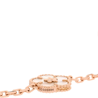 Van Cleef & Arpels 18K Rose Gold Carnelian Mother of Pearl Onyx 5 Motifs Lucky Spring Bracelet 4 of 5