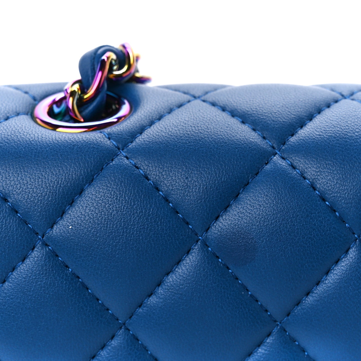 Lambskin Quilted Mini Rectangular Flap Blue Purple