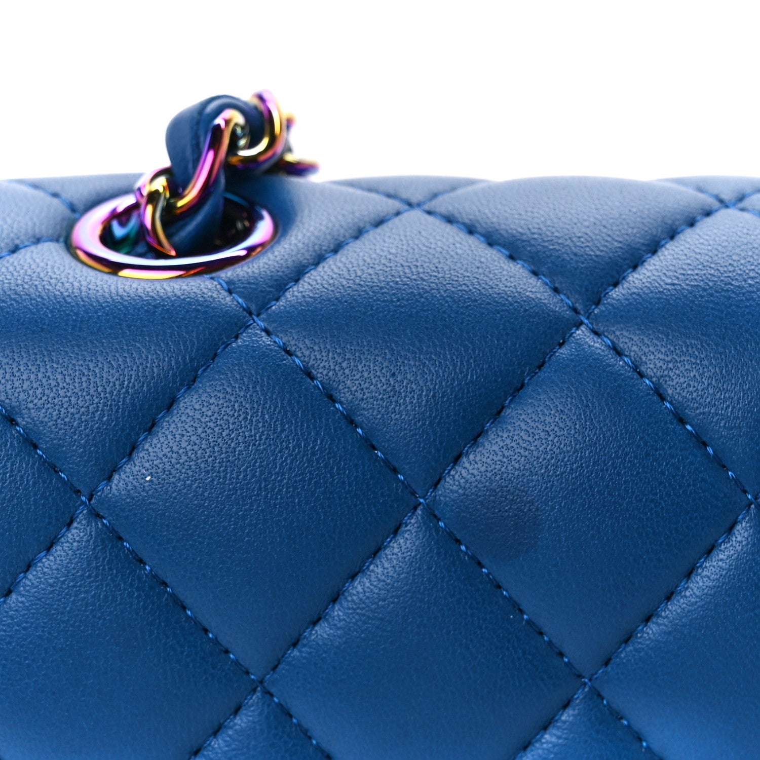 Chanel Lambskin Quilted Mini Rectangular Flap Blue Purple 12 of 13