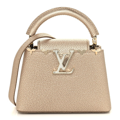 Louis Vuitton Metallic Taurillon Embellished Flower Crown Mini Capucines Gold 1 of 10