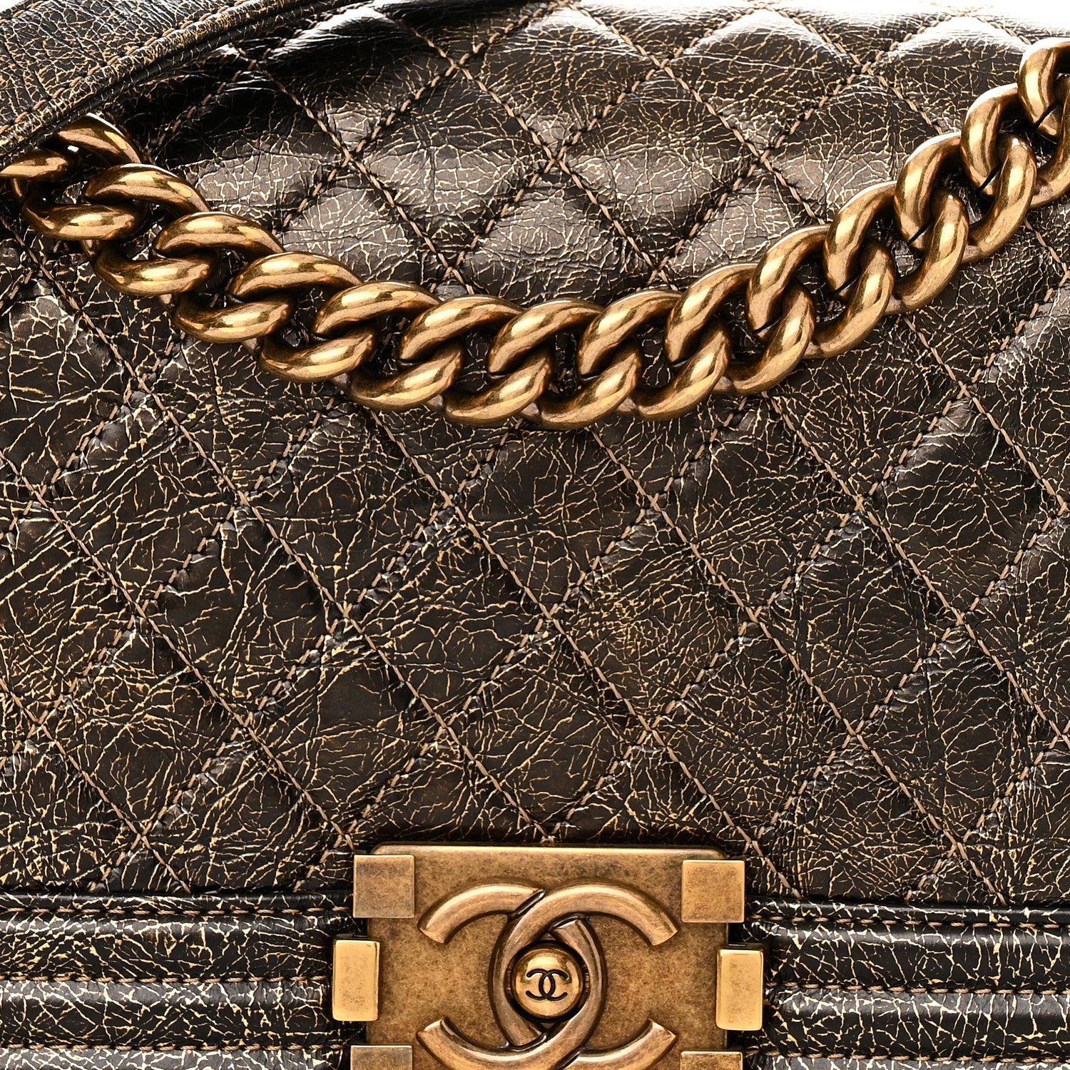 Chanel Cracked Metallic Calfskin Quilted Medium Boy Flap Gold 8 of 10