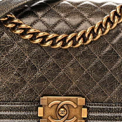 Chanel Cracked Metallic Calfskin Quilted Medium Boy Flap Gold 8 of 10