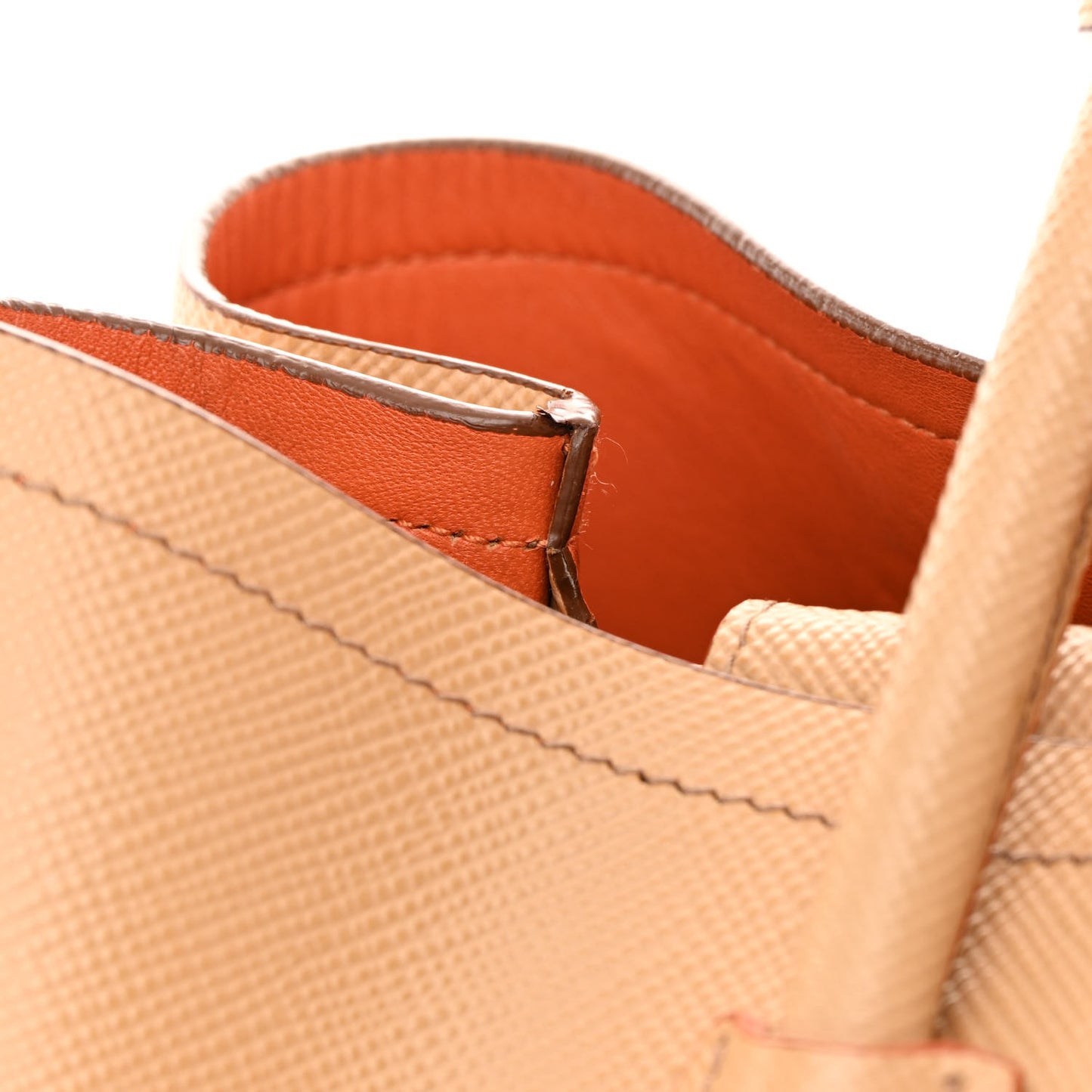 Saffiano Cuir Medium Double Bag Noisette Papaya