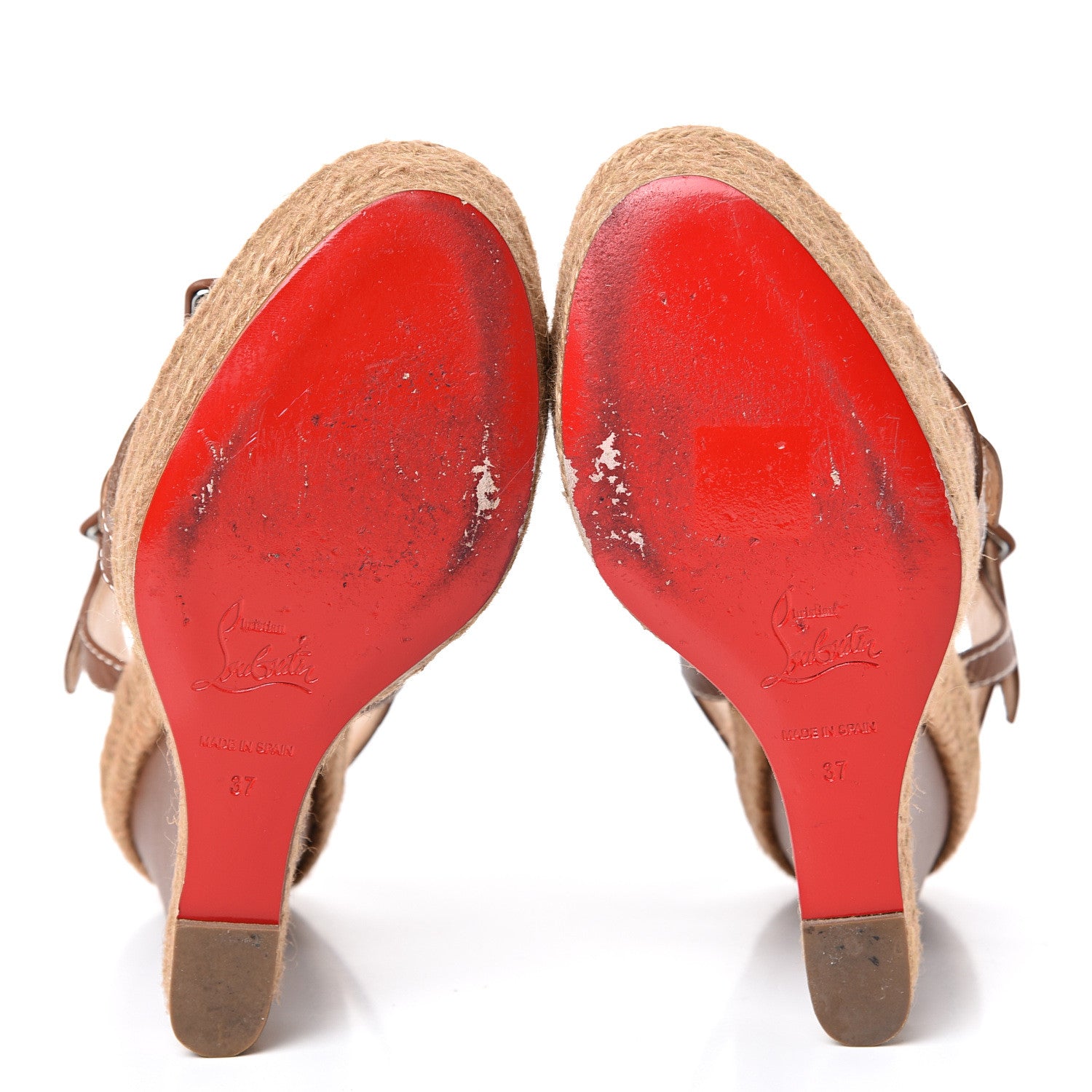 Christian Louboutin Calfskin Rope Zero Problem 140 Espadrille Wedges 37 Cognac 7 of 12