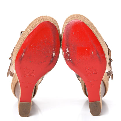 Christian Louboutin Calfskin Rope Zero Problem 140 Espadrille Wedges 37 Cognac 7 of 12